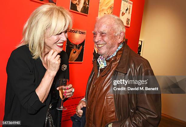 Joanna Lumley and David Bailey attend a private view of 'Terence Donovan: Speed Of Light' at The Photographers' Gallery on July 14, 2016 in London,...