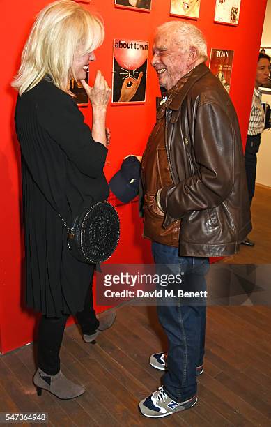 Joanna Lumley and David Bailey attend a private view of 'Terence Donovan: Speed Of Light' at The Photographers' Gallery on July 14, 2016 in London,...