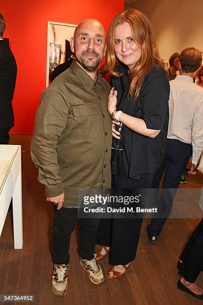 Dan Mazer and Daisy Donovan attend a private view of 'Terence Donovan: Speed Of Light' at The Photographers' Gallery on July 14, 2016 in London,...