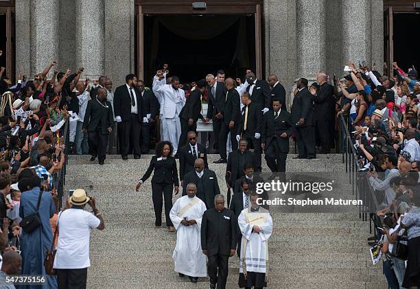 Pallbearers carrying the casket of Philando Castile after his funeral at the Cathedral of St. Paul on July 14, 2016 in St. Paul, Minnesota. Castile...