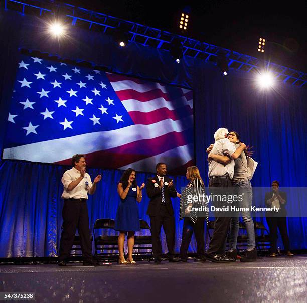 Comedian Sarah Silverman introduces Democratic Presidential candidate Sen. Bernie Sanders at a rally at the Los Angeles Memorial Sports Arena, August...