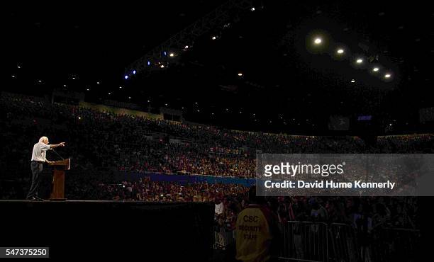 Democratic presidential candidate Sen. Bernie Sanders of Vermont at a rally at the Los Angeles Memorial Sports Arena, August 10, 2015. Sanders spoke...