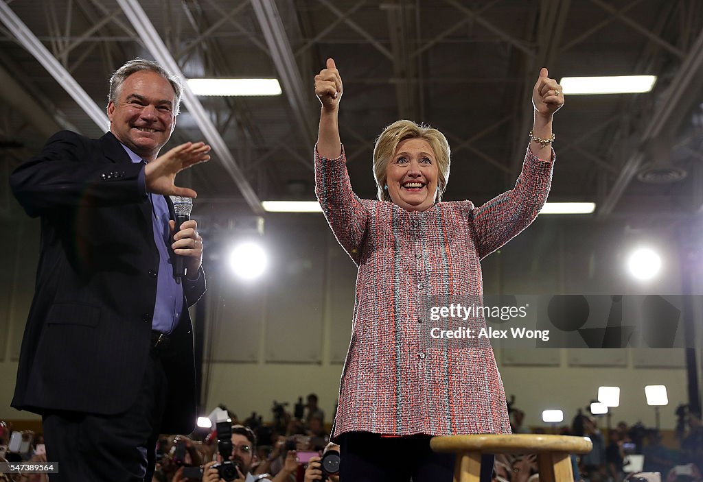 Hillary Clinton Campaigns With Tim Kaine In Virginia