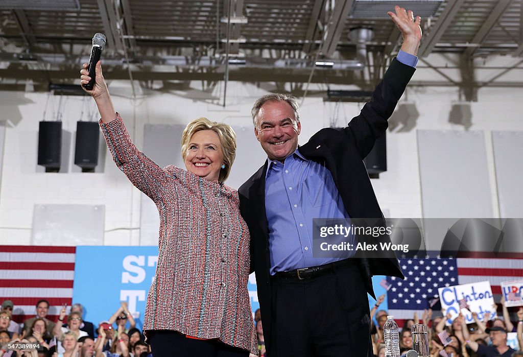 Hillary Clinton Campaigns With Tim Kaine In Virginia