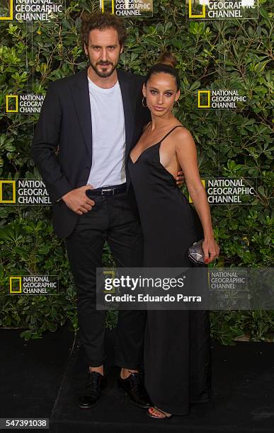 Jenny Arias and Alex Gadea attend the National Geographic Channel 15th Anniversary photocall at the EEUU embassy on July 14, 2016 in Madrid, Spain.