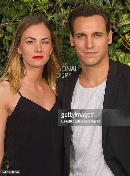 Actor Ricard Sales and actress Elsa Herrera attend the National Geographic Channel 15th Anniversary photocall at the EEUU embassy on July 14, 2016 in...