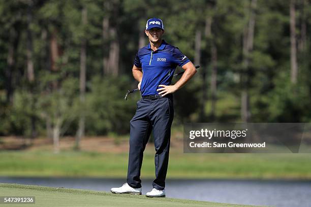 Luke Guthrie looks at his shot on the sixth hole during the first round of the Barbasol Championship at the Robert Trent Jones Golf Trail at Grand...