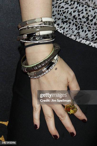 Actress Amber Tamblyn, jewelry detail, attends the New York premiere of "Cafe Society" hosted by Amazon & Lionsgate with The Cinema Society at Paris...