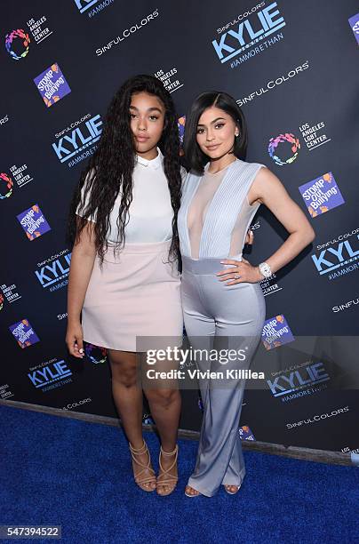 Jordyn Woods and Kylie Jenner attend SinfulColors and Kylie Jenner Announce charitybuzz.com Auction for Anti Bullying on July 14, 2016 in Los...