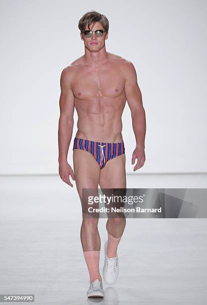 Model walks the runway during the Parke & Ronen Spring 2017 show at Skylight Clarkson Sq on July 14, 2016 in New York City.