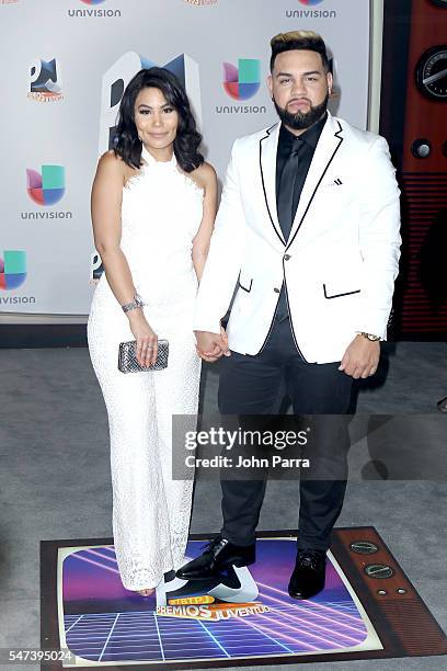 Camilaa Inc and Lejuan James attends the Univision's 13th Edition Of Premios Juventud Youth Awards at Bank United Center on July 14, 2016 in Miami,...