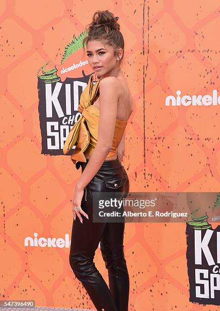 Actress Zendaya attends the Nickelodeon Kids' Choice Sports Awards 2016 at UCLA's Pauley Pavilion on July 14, 2016 in Westwood, California.