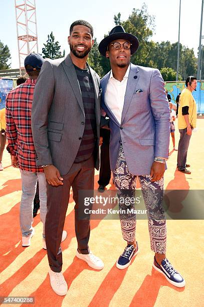 Player Tristan Thompson and NFL player Cam Newton attend the Nickelodeon Kids' Choice Sports Awards 2016 at UCLA's Pauley Pavilion on July 14, 2016...