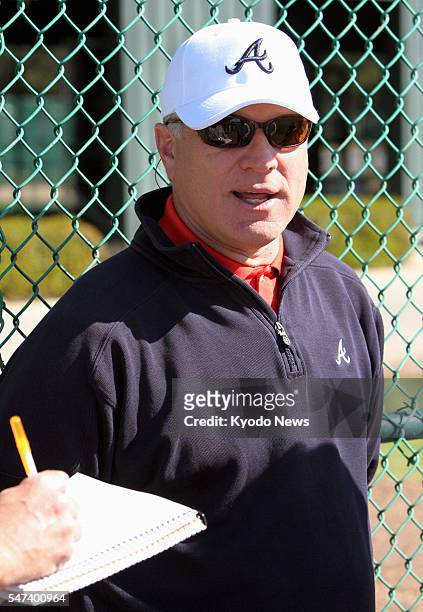 United States - Atlanta Braves general manager Frank Wren speaks to reporters in Orlando, Florida, on Feb. 15 about the team's Japanese right-hander...