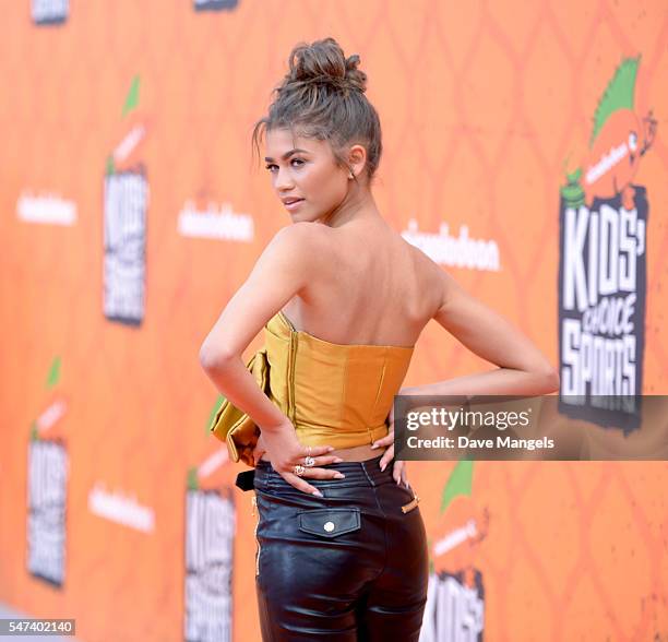 Actress Zendaya attends the Nickelodeon Kids' Choice Sports Awards 2016 at UCLA's Pauley Pavilion on July 14, 2016 in Westwood, California.