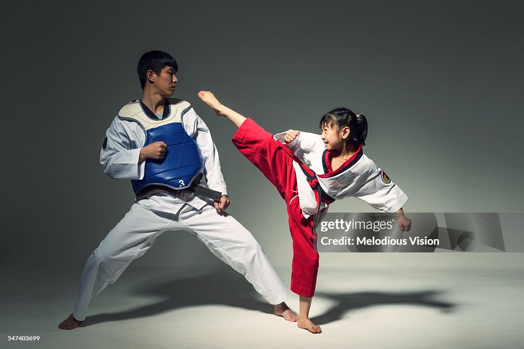 Teenagers doing martial arts, Tae Kwon Do