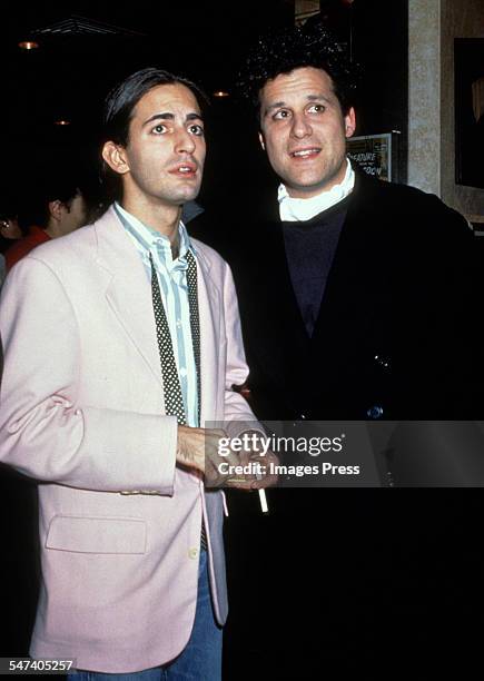 Marc Jacobs and Isaac Mizrahi attend the Grand Opening of Planet Hollywood on October 22, 1991 in New York City.