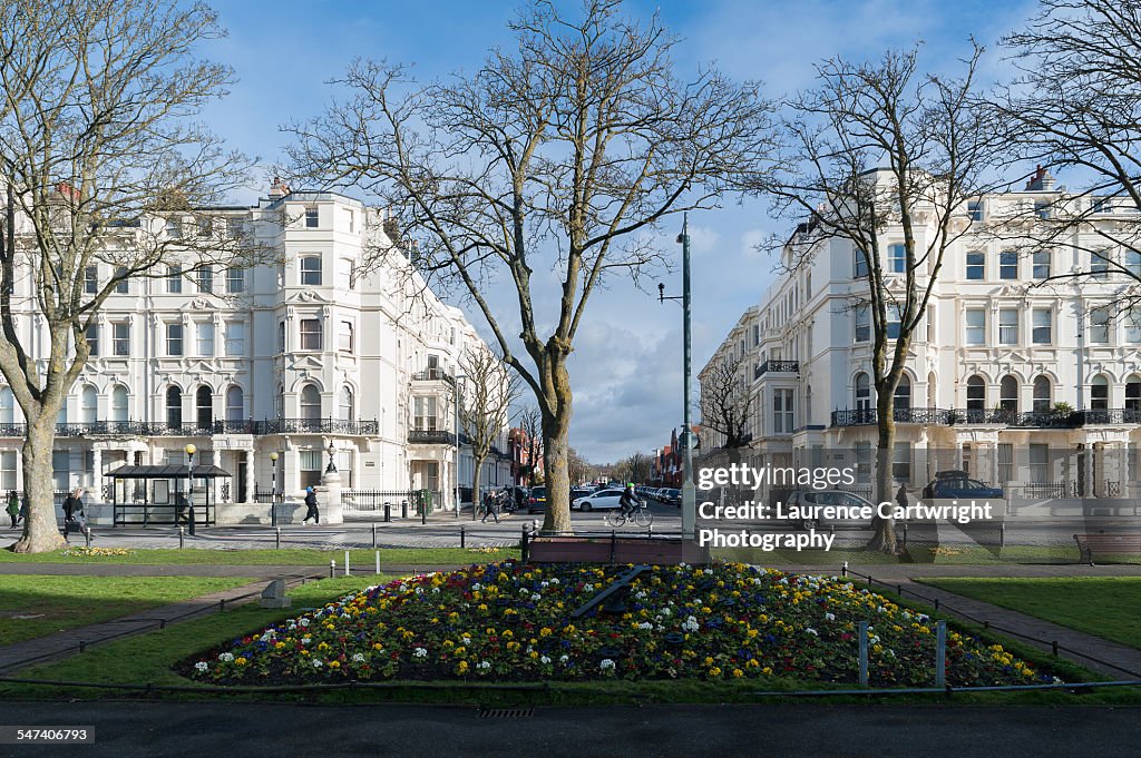Spring flowers in bloom at Hove's floral clock