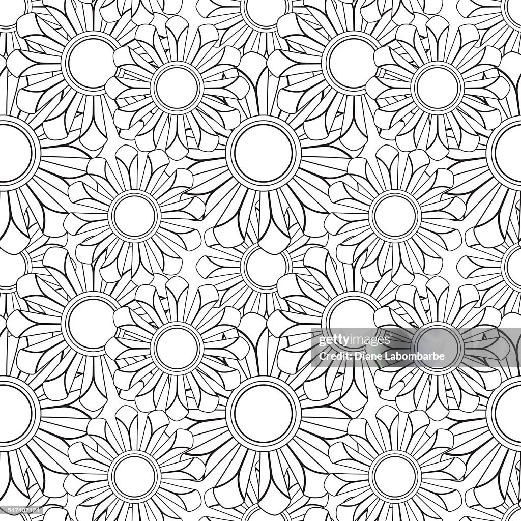 Floral Pattern Adult Coloring Page.