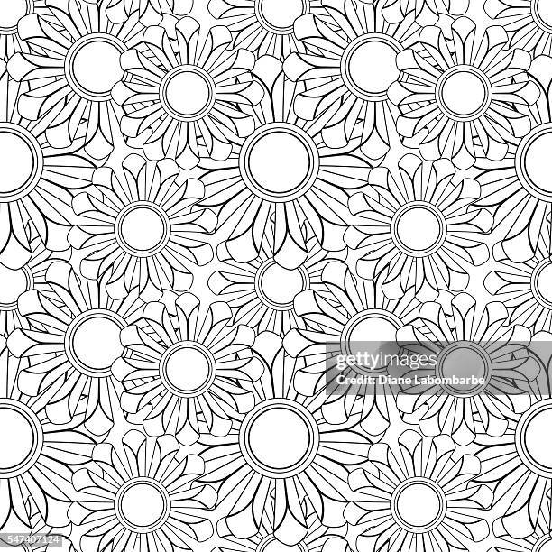 floral pattern adult coloring page. - adult coloring stock illustrations