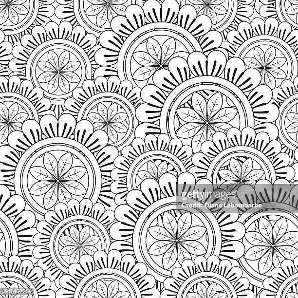 floral mandala pattern adult coloring page. - adult 幅插畫檔、美工圖案、卡通及圖標