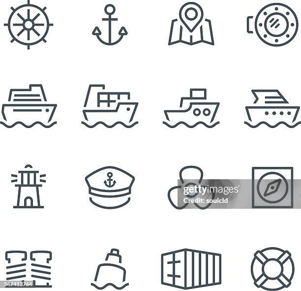 nautical icons - anchor hat stock illustrations