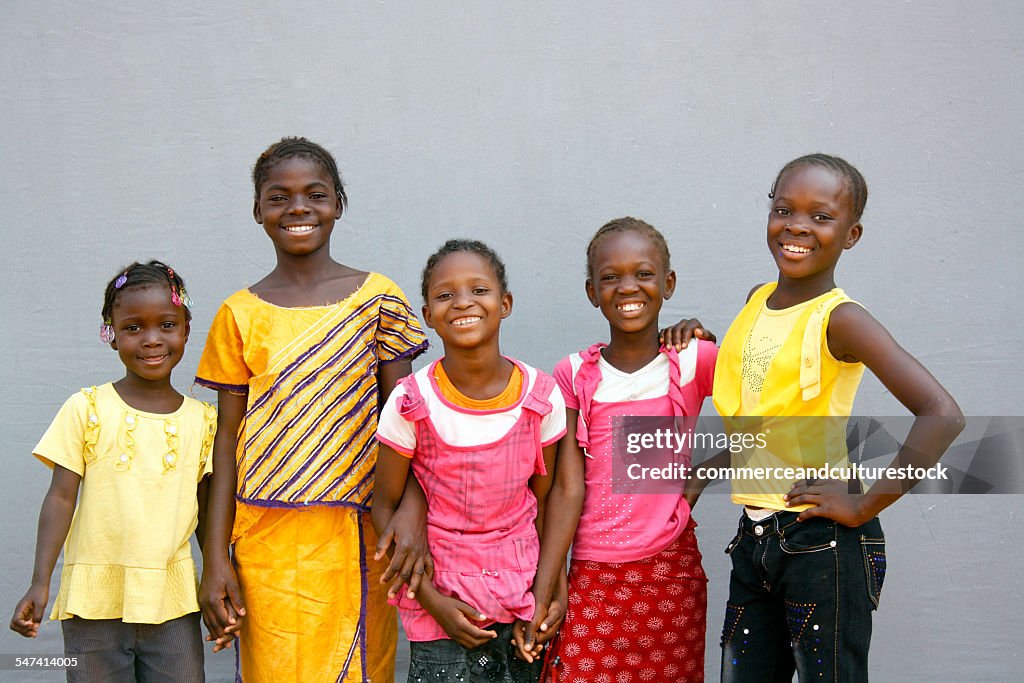 Five smiling girls