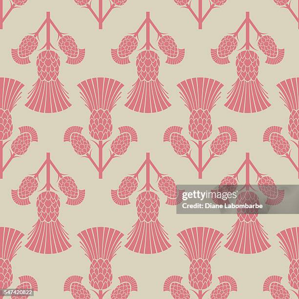 simple traditional style scottish thistle flower seamless pattern - thistle vector stock illustrations