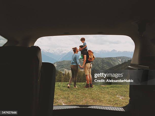enjoying the nature of the austrian alps - car top view stock pictures, royalty-free photos & images