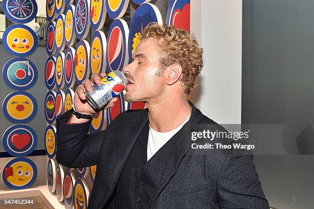 Actor Kellan Lutz attends the opening party and celebration of LOVE: From Cave to Keyboard, Imagined by Pepsi at 433 Broadway on July 14, 2016 in New...
