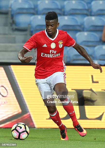 Benfica's defender Nelson Semedo in action during the Algarve Football Cup Pre Season Friendly match between SL Benfica and Vitoria Setubal at...