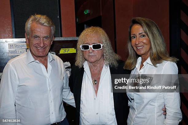 Gilbert Coullier, Michel Polnareff and Nicole Coullier attend Michel Polnareff's concert at l'Olympia for the Bastille Day at L'Olympia on July 14,...