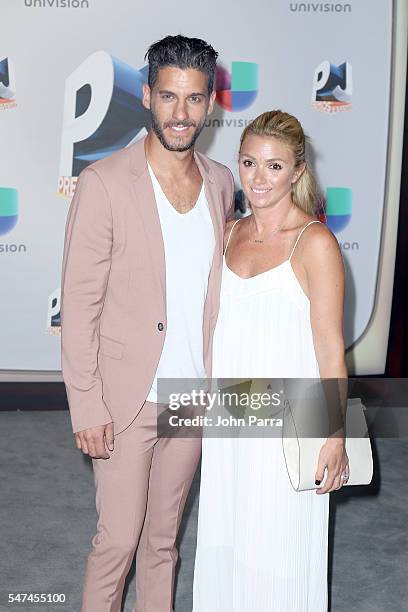 Erick Elias and Karla Guindi attend the Univision's 13th Edition Of Premios Juventud Youth Awards at Bank United Center on July 14, 2016 in Miami,...