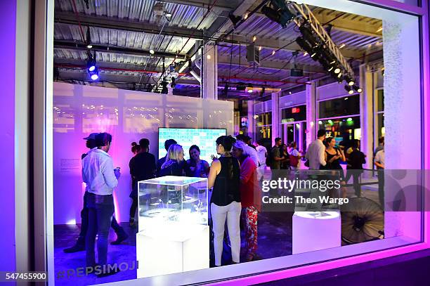 General view from the outside prior to the opening party and celebration of LOVE: From Cave to Keyboard, Imagined by Pepsi at 433 Broadway on July...