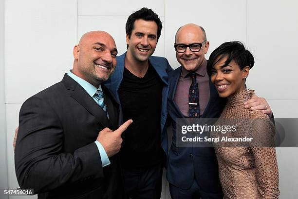 Jay Glazer, Troy Garity, Rob Corddry and Jazmyn Simon attend the HBO Ballers Season 2 Red Carpet Premiere and Reception on July 14, 2016 at New World...