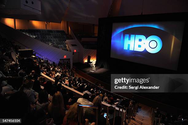 Dwayne Johnson speaks during the HBO Ballers Season 2 Red Carpet Premiere and Reception on July 14, 2016 at New World Symphony in Miami Beach,...