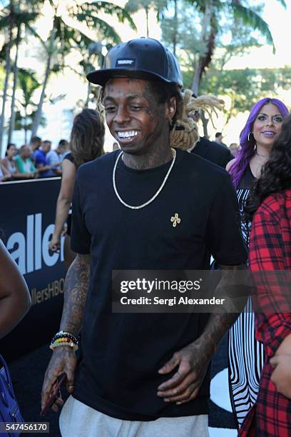 Lil Wayne attends the HBO Ballers Season 2 Red Carpet Premiere and Reception on July 14, 2016 at New World Symphony in Miami Beach, Florida.