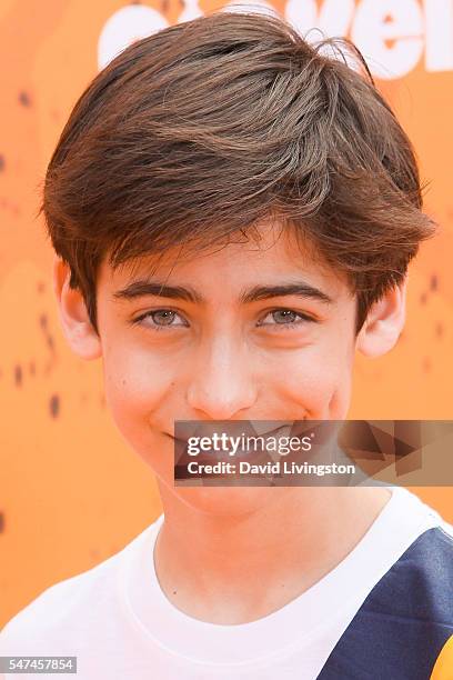 Actor Aidan Gallagher arrives at the Nickelodeon Kids' Choice Sports Awards 2016 at the UCLA's Pauley Pavilion on July 14, 2016 in Westwood,...