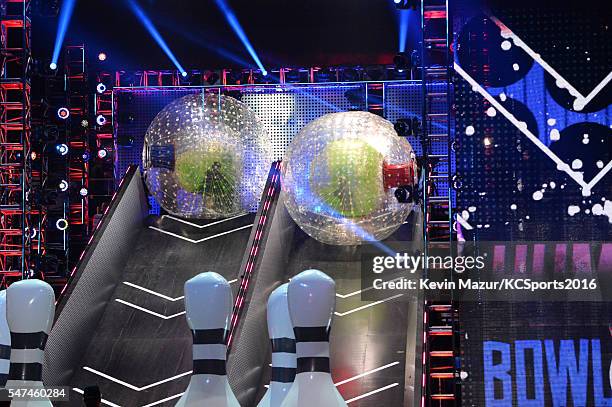 Human Bowling" is seen onstage during the Nickelodeon Kids' Choice Sports Awards 2016 at UCLA's Pauley Pavilion on July 14, 2016 in Westwood,...