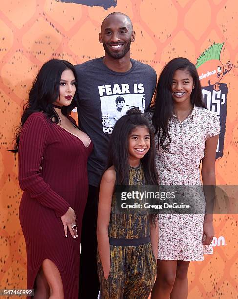 Kobe Bryant, wife Vanessa Bryant, daughter's Gianna Maria Onore Bryant and Natalia Diamante Bryant arrive at Nickelodeon Kids' Choice Sports Awards...
