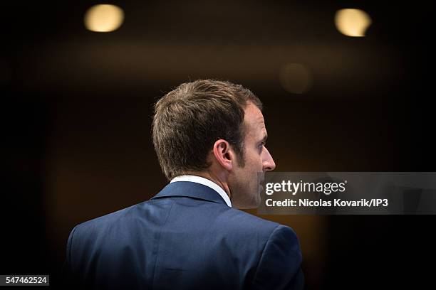 French Minister of Economy, Emmanuel Macron holds the first meeting of his political movement titled 'En Marche!' in front of 3000 partisans at the...