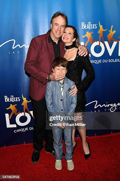 Actor Kevin Nealon, Gable Ness Nealon and actress Susan Yeagley attend the 10th anniversary celebration of "The Beatles LOVE by Cirque du Soleil" at...