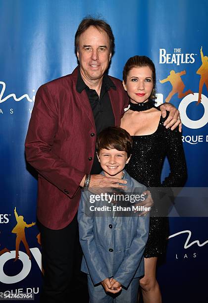 Actor Kevin Nealon, Gable Ness Nealon and actress Susan Yeagley attend the 10th anniversary celebration of "The Beatles LOVE by Cirque du Soleil" at...