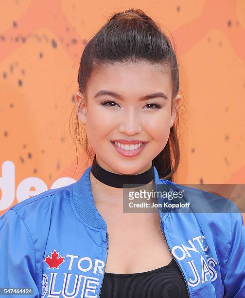 Actress Erika Tham arrives at Nickelodeon Kids' Choice Sports Awards 2016 at UCLA's Pauley Pavilion on July 14, 2016 in Westwood, California.