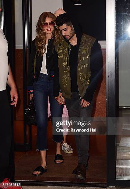 Model Gigi Hadid and Singer Zayn Malik are seen on July 14, 2016 in New York City.