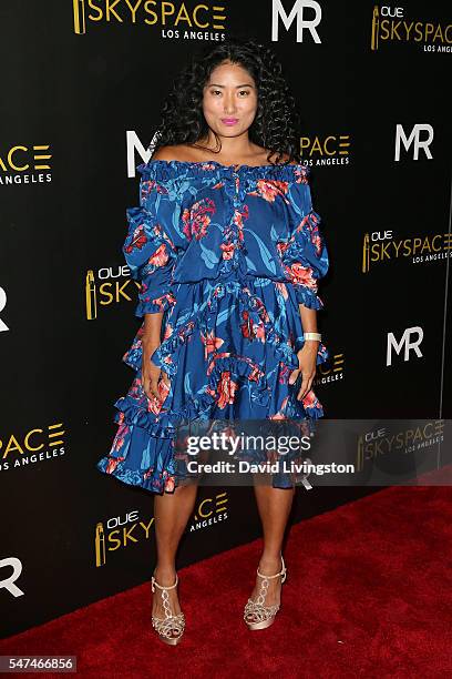 Composer Chloe Flower arrives at the Launch of OUE Skyspace LA at the U.S. Bank Tower on July 14, 2016 in Los Angeles, California.