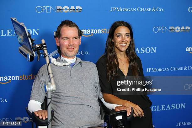 Ex NFL Player Steve Gleason and his wife Michel Varisco attend the premiere of Amazon Studios' "Gleason" at Regal LA Live Stadium 14 on July 14, 2016...