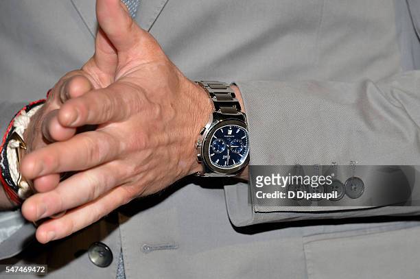 Kellan Lutz, watch detail, attends the Piaget new timepiece launch at the Duggal Greenhouse on July 14, 2016 in New York City.