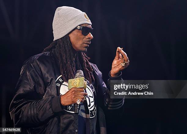 Rapper Snoop Dogg performs onstage during day 1 of Pemberton Music Festival on July 14, 2016 in Pemberton, Canada.