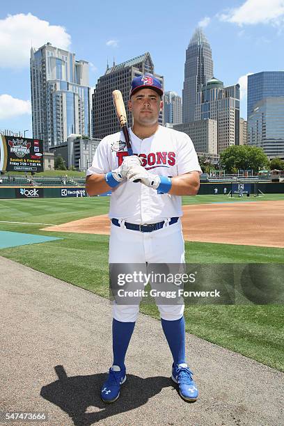Jesus Montero is photographed during the Triple-A All Star Workout Day prior to the Sonic Automotive Triple-A Baseball All Star Game at BB&T Ballpark...